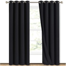 NICETOWN High-End Thermal Curtains, Full 52"W x 84"L Pack of 2 , Black