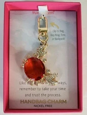 NIB! True to Form Stunning  Rhinestone Crab Bag Charm Keychain In Gift Box