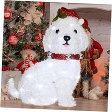 20" White Christmas Dog Lights Decoration for Indoor,3D Christmas White Dog