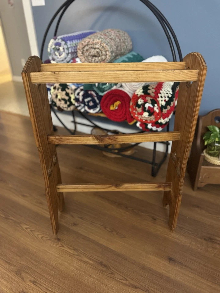 Manta acolchada de madera vintage soporte country cottagecore corazones abuela en niveles Foto 3 de 4