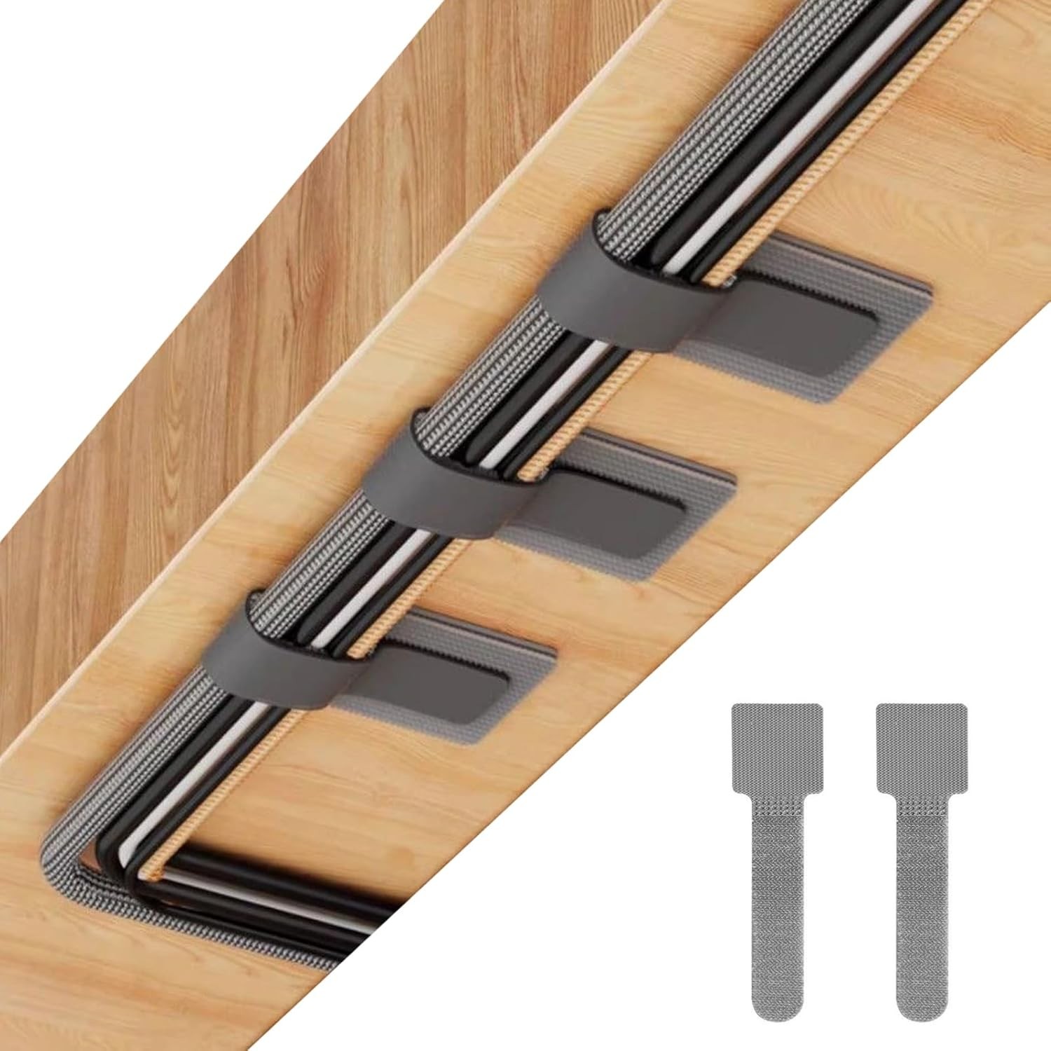Strong Hold Self-Adhesive Cable Management Under Desk - 40 40Pcs-Grey, Grey 