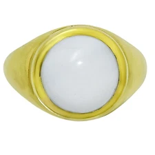 18K Gold Over Brass Natural White Opal Ring s.8.5 Jewelry RM-1115