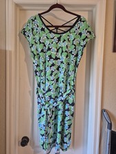 NWT Talbots Dress w/belt Womens Large Green Blue Floral Print SPF