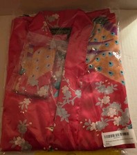 Vintage Old Shanghai Asian Kimono Robe Birds Fuchsia One Size