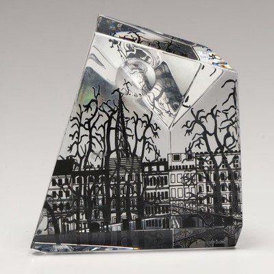 5 item-Baccarat modern faceted paperweight, glass laser cut paperweight, MAO pin