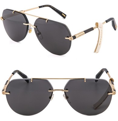 CHOPARD L.U.C. G37 Aviator Gold Plated Black Wood SCHG37 Unisex Rimless Sunglass