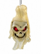 Animated Hanging Skull Halloween Decoration w/ Glowing Red LED Eyes Sound Motion