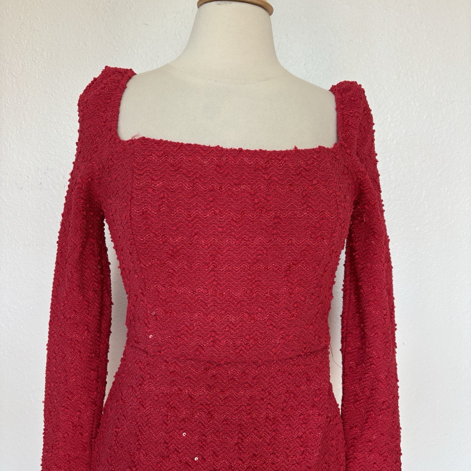 Francesca's Collections Solid Red Sequin Long Sle… - image 2