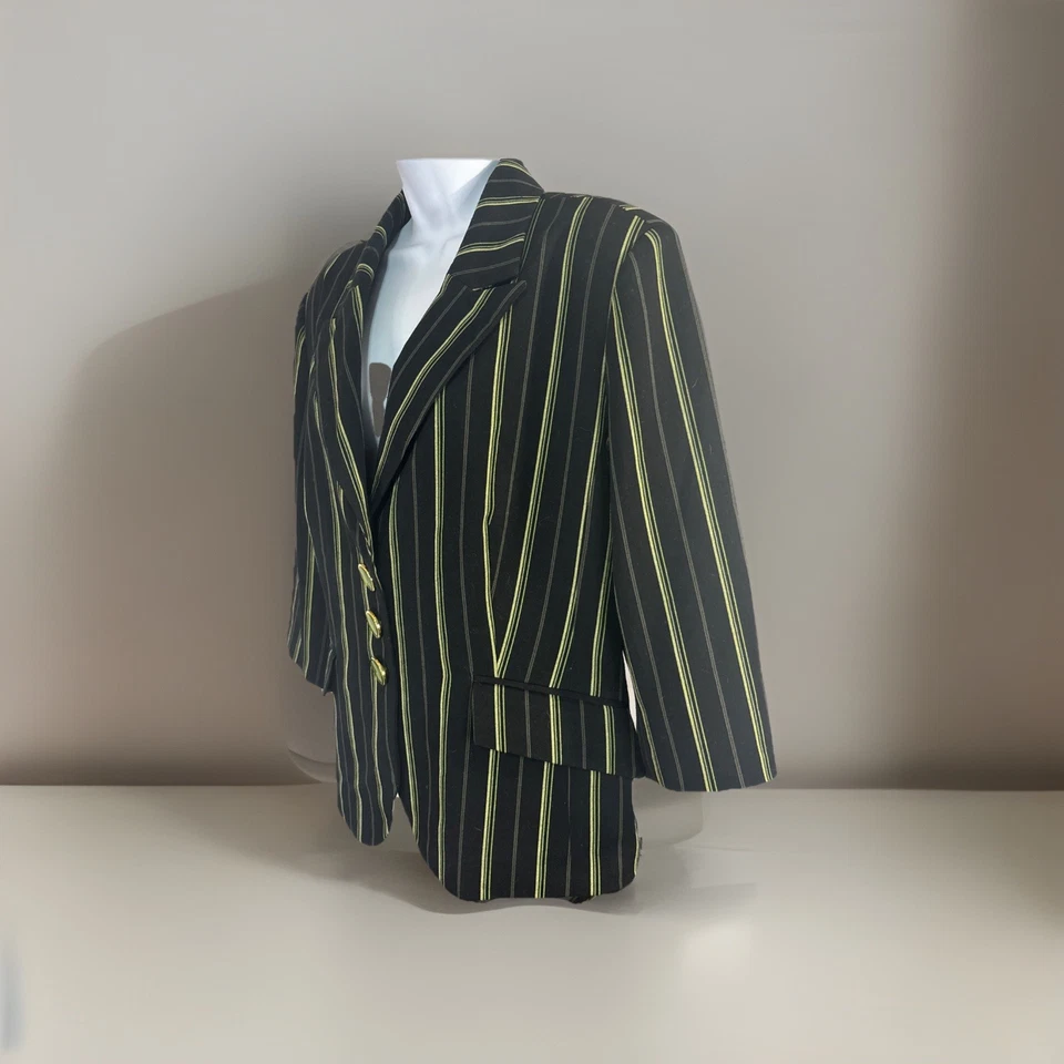 Chaqueta Capri Estilo Metro Para Mujer Suite Negra Verde Rayas Talla 16 Talla 14 Foto 4 de 4