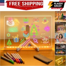 Led Note Board with Colors, Light Up Acrylic Message Board, Glowing Acrylic D...