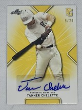 2021 LEAF PERFECT GAME YELLOW TANNER CHELETTE PAPER RC AUTO # 9/20
