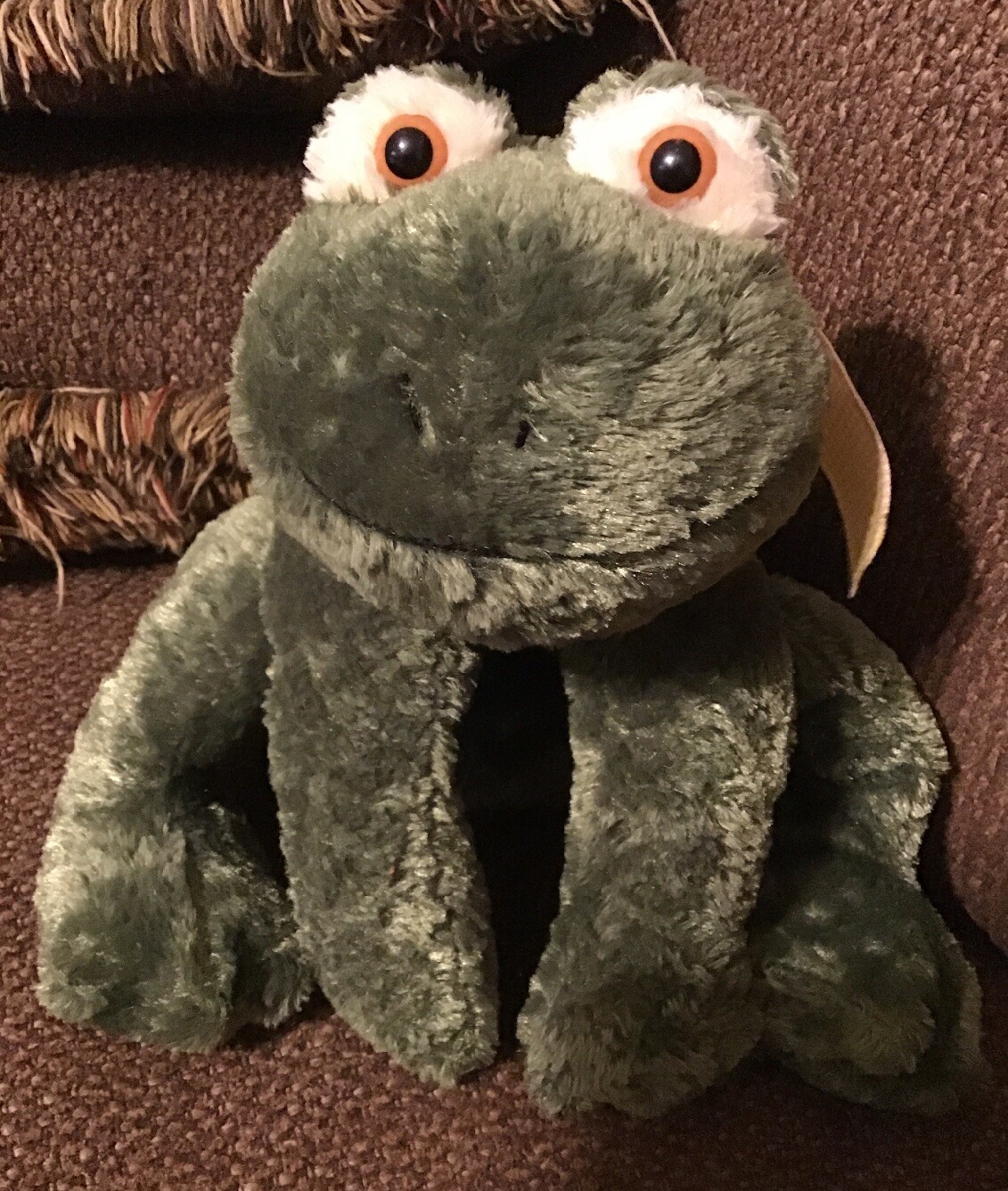 Flip Flops Green Frog Plush Mary Meyer Plush Stuffed Animal Toy Yellow Bow 12