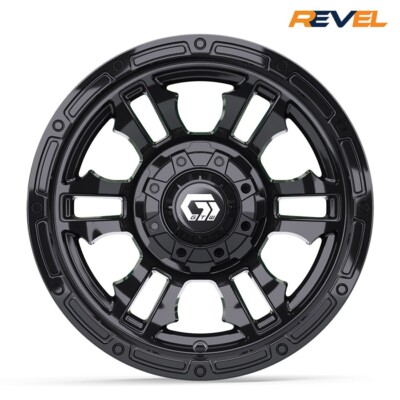 GTW Shogun 12'' Gloss Black Golf Cart Wheels, 12x7, ET -.25, Set of 4 Rims
