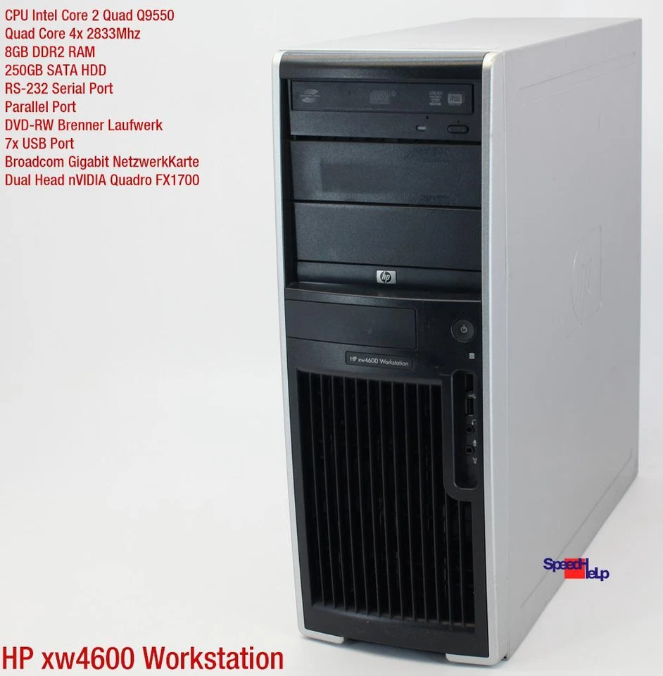 HP WORKSTATION XW4600 8GB RAM CORE 2 QUAD Q9550 COMPUTER PC WINDOWS XP PARALLEL - Bild 2 von 4