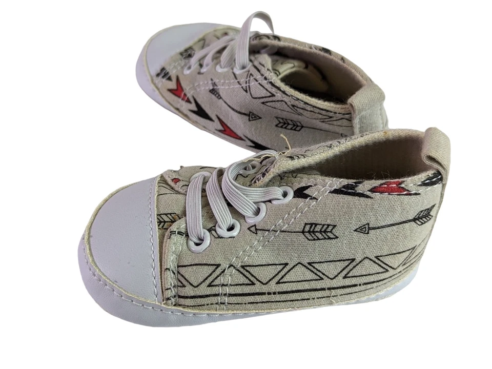 Baby Gear size 6 to 9 Months Arrow Head Print Sneakers Crib Shoes Southwestern - Image 3 of 4