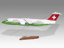 BAe Avro RJ100 Swiss Shopping Paradise Desk Wood Airplane New Model Small 1/100