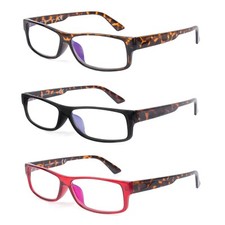 EYE ZOOM 3 Pack Women Extra Wide Plastic Blue Light Blocking Reading Glasses