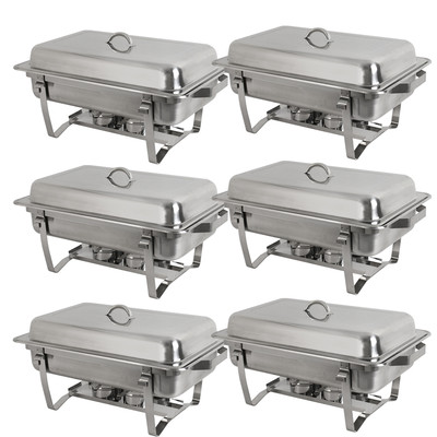 CATERING STAINLESS STEEL 6 PACK CHAFER CHAFING DISH SETS 8 QT FULL SIZE BUFFET