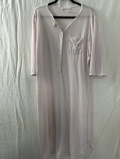 Vintage Komar Womens Powder Pink 3/4 Sleeve long Shirt Nightgown Pocket Sz Large