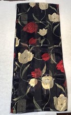 Tulips 100 Polyester Scarf 60 X 12 Made In Korea Red White Blue
