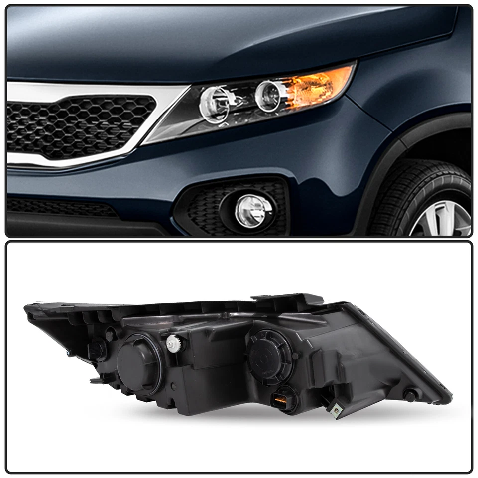 For 2011 2012 2013 Kia Sorento Halogen Black Amber L+R Pairs Headlight assembly - Image 3 of 4