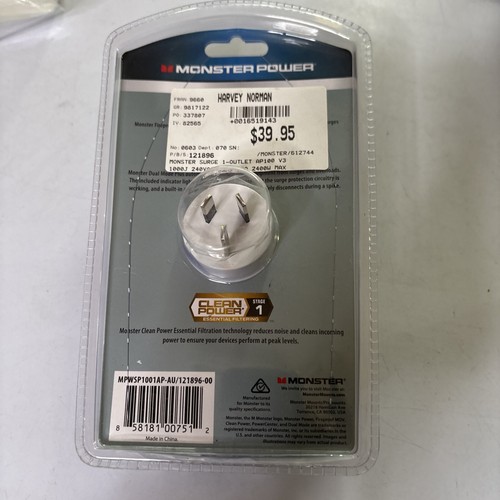 Monster Power Surge Protector Single Outlet AP 100 Power Center *New Sealed* - Picture 4 of 5