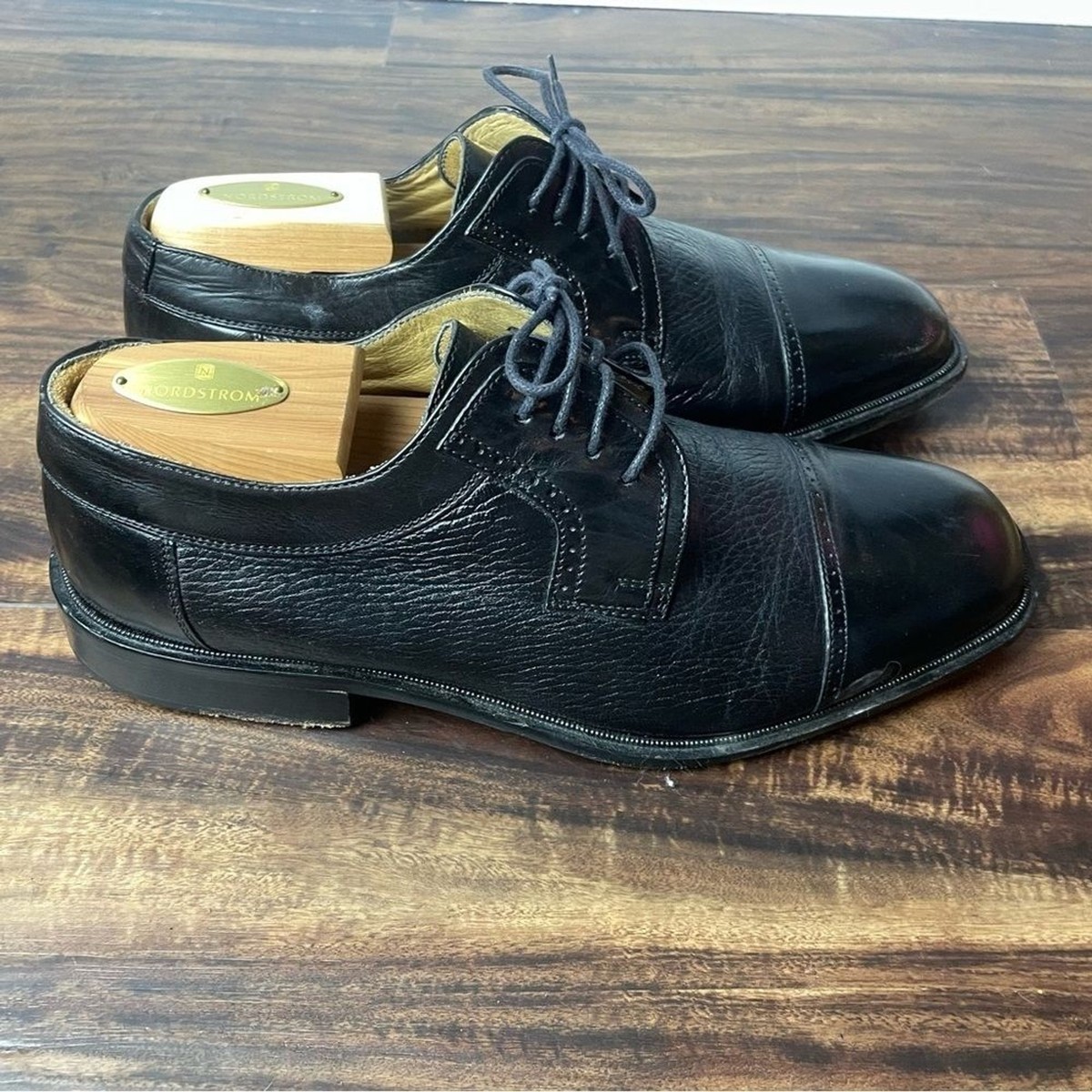 Johnston & Murphy Oxford Lace Up Black Deerskin Leather Shoe Size 8.5 Wide Johnston & Murphy Oxford Lace Up Black Deerskin Leather Shoe  main image 3