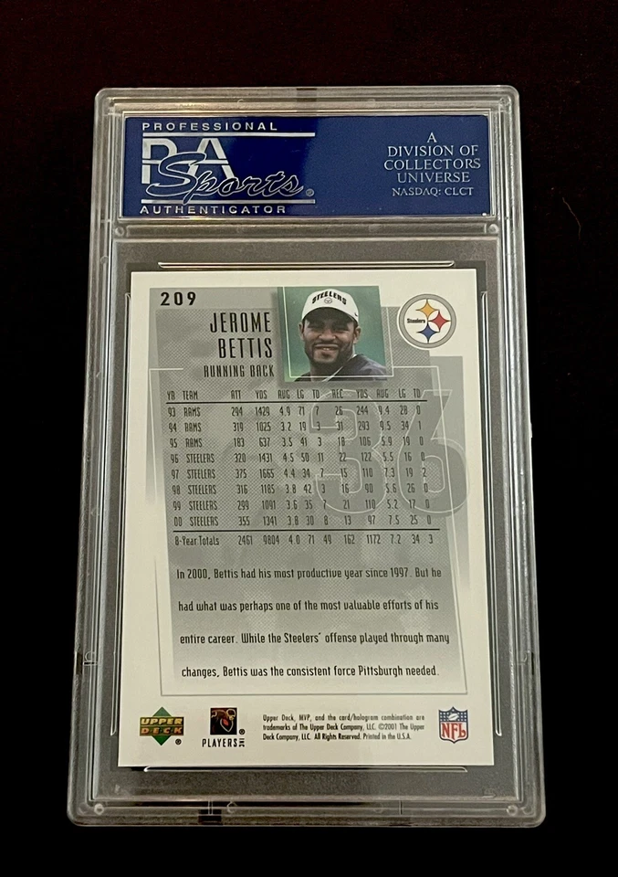 2001 Upper Deck MVP #209 Jerome Bettis PSA 9 Mint - Pop 1, None Higher: The Best - Image 2 of 2