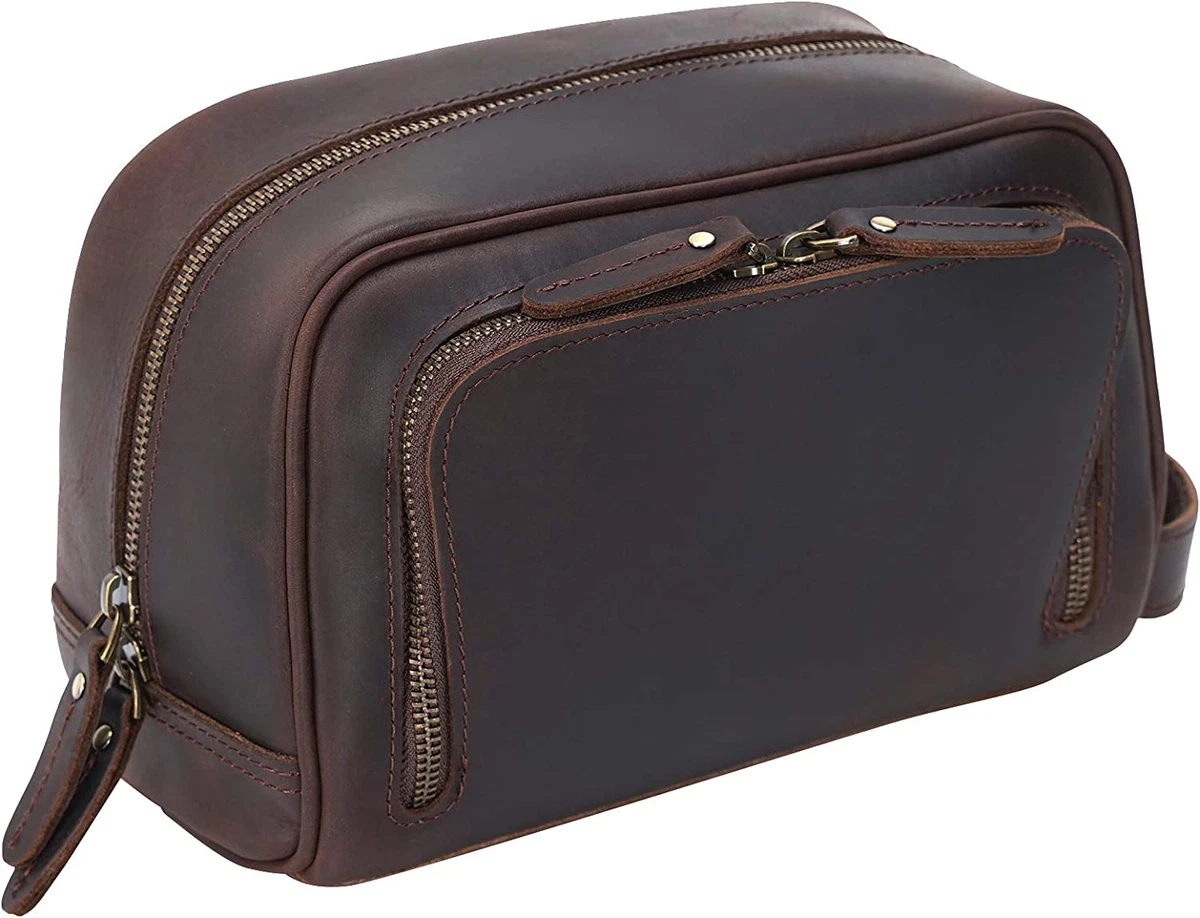 Polare Vintage Full Grain Leather Handmade Travel Toiletry Bag for