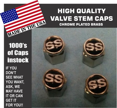 4 Chrome Chevrolet SS Super Sport Camaro Chevelle Monte Carlo Valve Stem Caps 