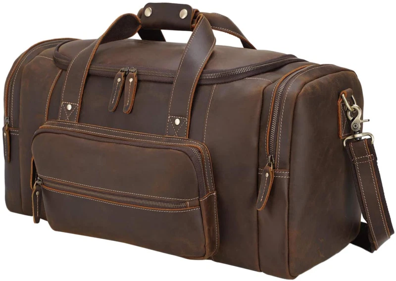 Polare 23 Full Grain Leather Weekender Travel Overnight Luggage Duffe