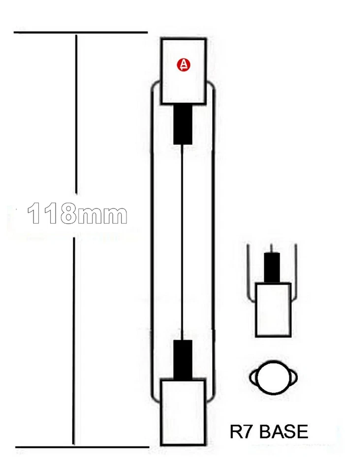 Linear Halogen Bulb 300W 110V 5 Tungsten R7S J78 118mm Long Tube NEW - Image 2 of 4