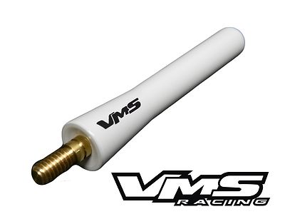 VMS GLOSS WHITE BILLET ALUMINUM SHORT SCREW IN ANTENNA 3'' INCH 76MM FOR NISSAN