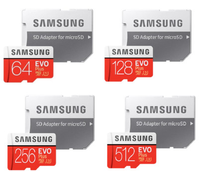 Samsung Evo Plus 64GB,128GB,256GB,512GB microSD SDXC Class 10 U3 Speicherkarte 