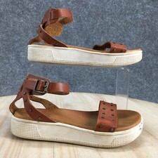 MIA Sandals Youth 1 Girls Casual Studded Platform Ankle Strappy Brown Leather