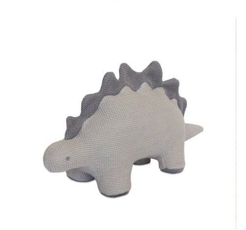 Living Textiles Rattle Plush Shiloh The Stegosaurus Knitted Stuffed Animal 14"