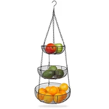 Home Intuition 3-Tier Hanging Basket Heavy Duty Wire, Round