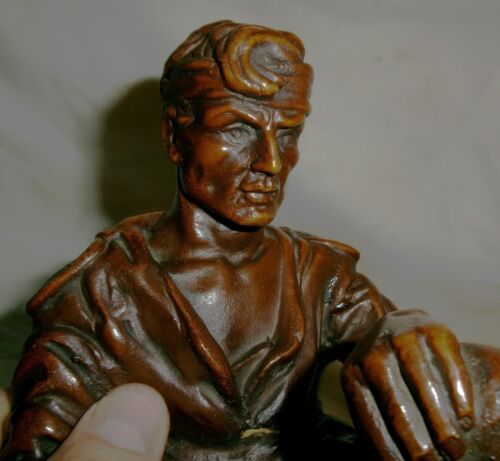 ANTIQUE K.B.W. WOUNDED ARMY SOLDIER BRONZE CLAD MILITARY SWORD SCULPTURE STATUE - Picture 7 of 16