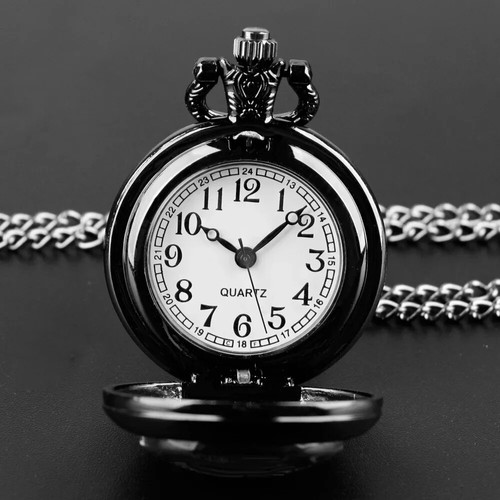 Vintage Quartz Pocket Watch Unique AC and DC Band Design Watch Chain Jewelry - Picture 8 of 24