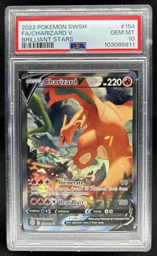 2022 Pokemon SWSH Brilliant Stars Charizard V #154/172 PSA 10 GEM MINT