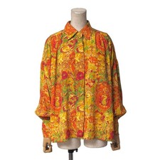 Yves Saint Laurent Vintage Long Sleeve Shirt Size S Floral Drop Shoulder Brand U