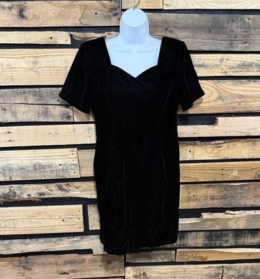NEW JESSICA HOWARD Vintage 90s Velvet Black Dress Grunge Whimsigoth Fairy Y2k 8P - Image 1 of 4