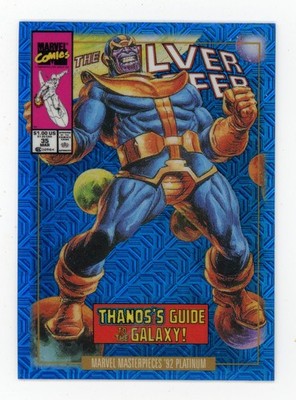 2024 Marvel Masterpieces '92 Platinum BLUE TRAXX VARIANT COVERS #83-V Thanos
