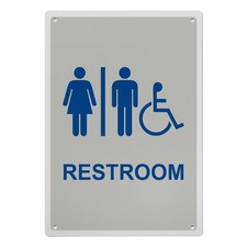 Restroom Sign, 8.5 x 11 in" OSHA Compliant ADA Unisex Family Assisted Sign