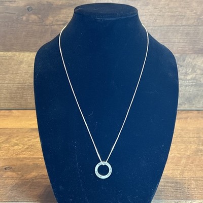 STERLINGSILBER Kutsche Affirmation Kreis Mantra Halskette Anhänger - Italien 925 Kette