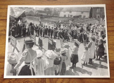 Print of Vintage Village Celebration Photo   Flags & Crowd Scene, UK c.1910s 20s