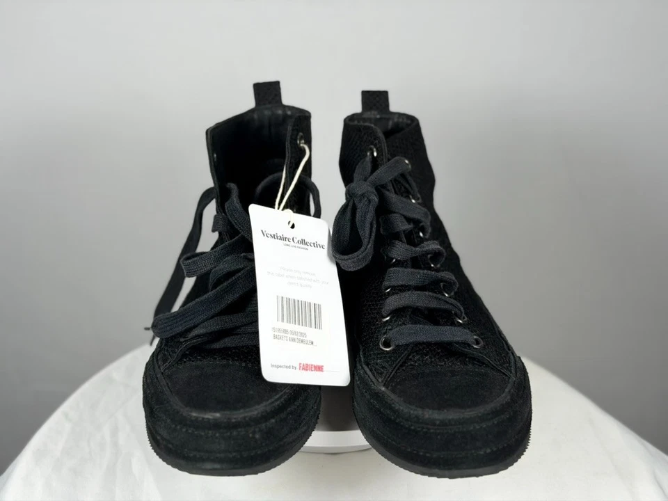 Кроссовки Ann Demeulemeester с высоким верхом черные текстурированная кожа на шнуровке - Изображение 3 из 4