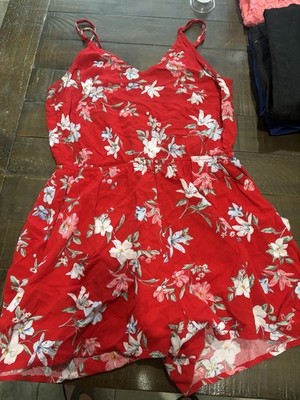 Y2K Divided by H&M Red Floral Sleeveless One-Piece Romper Regular Size 4