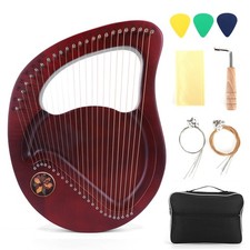 24-String Lyre Harp with Tuning Wrench Mahogany Harp Gift for Beginner Purple 