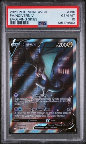 PSA 10 GEM MINT Noivern V 196/203 ALTERNATE ART Evolving Skies Pokemon Card 563